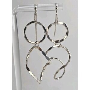 Finola Bolivia STERLING SILVER Hammered Circle Dangle Earrings